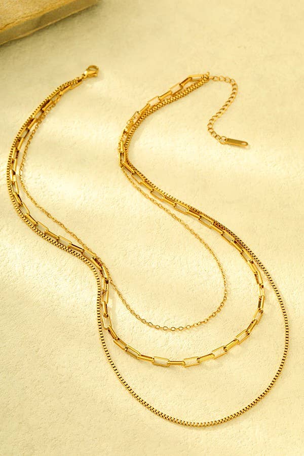 Stainless Steel Gold Layered Necklace
