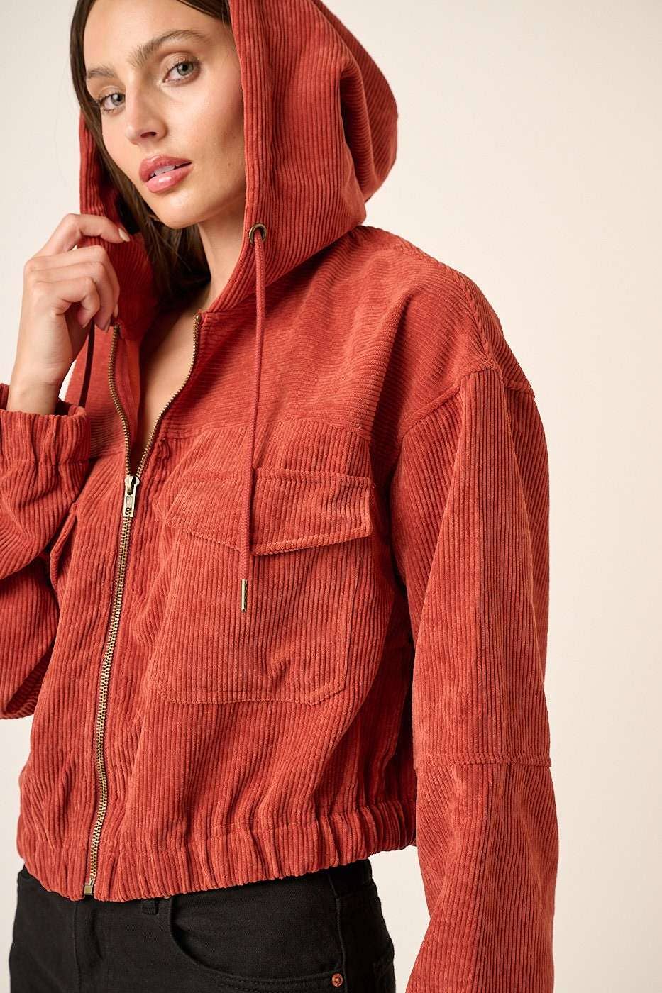 Corduroy Crop Bomber Jacket