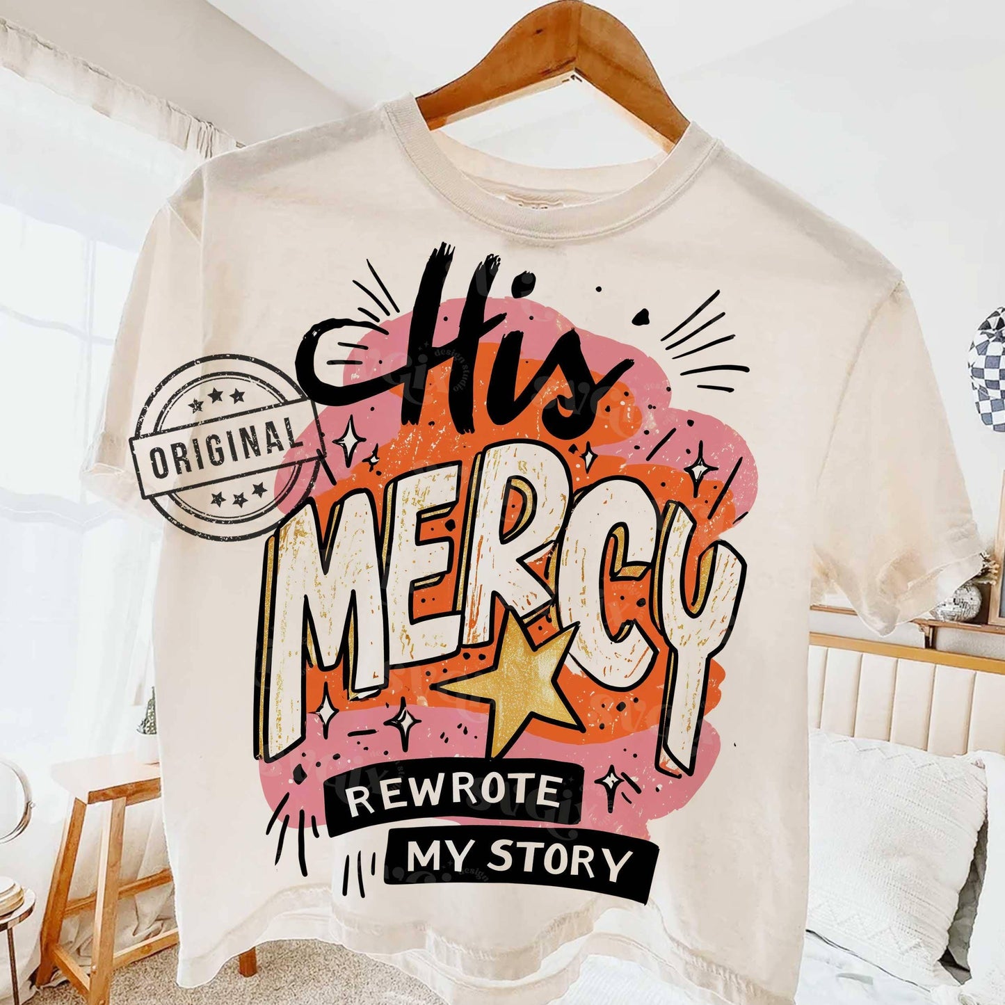 Comfort Colors Tshirt - "His Mercy Rewrote My Story"