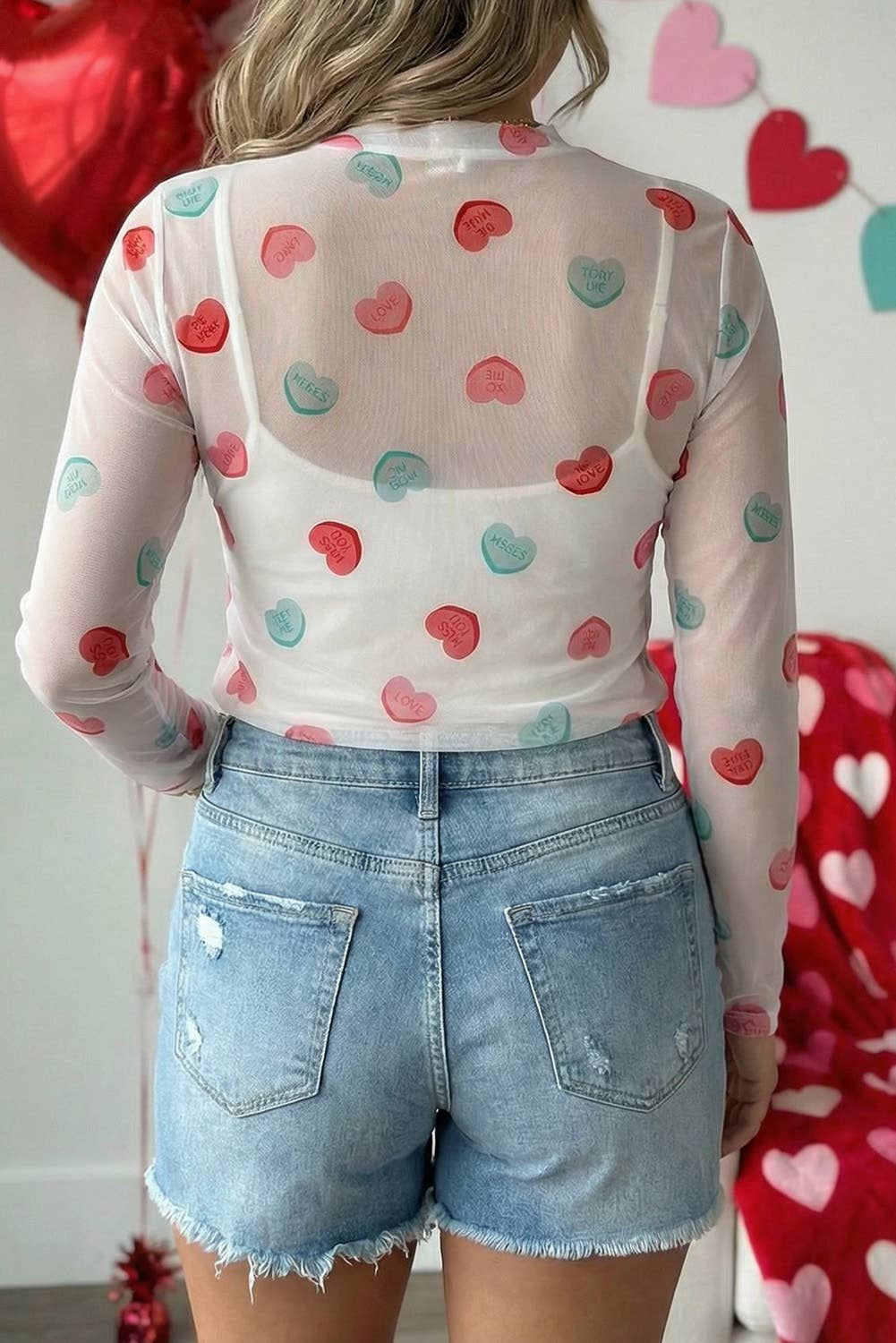 Heart Mesh Long Sleeve