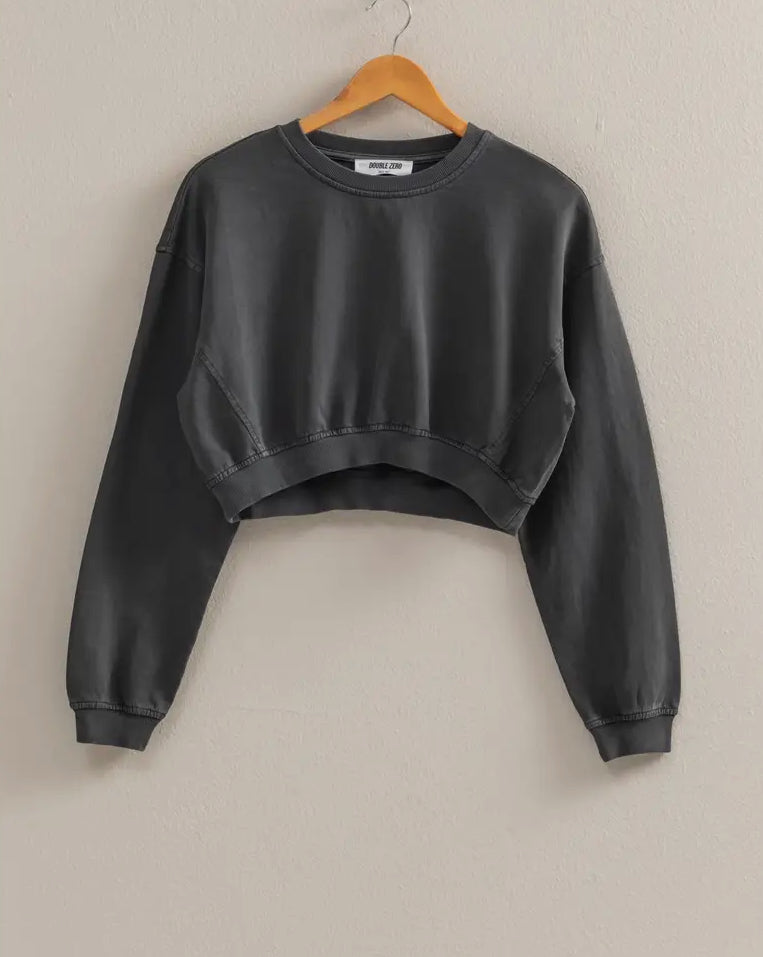 Black Crop Crew Neck