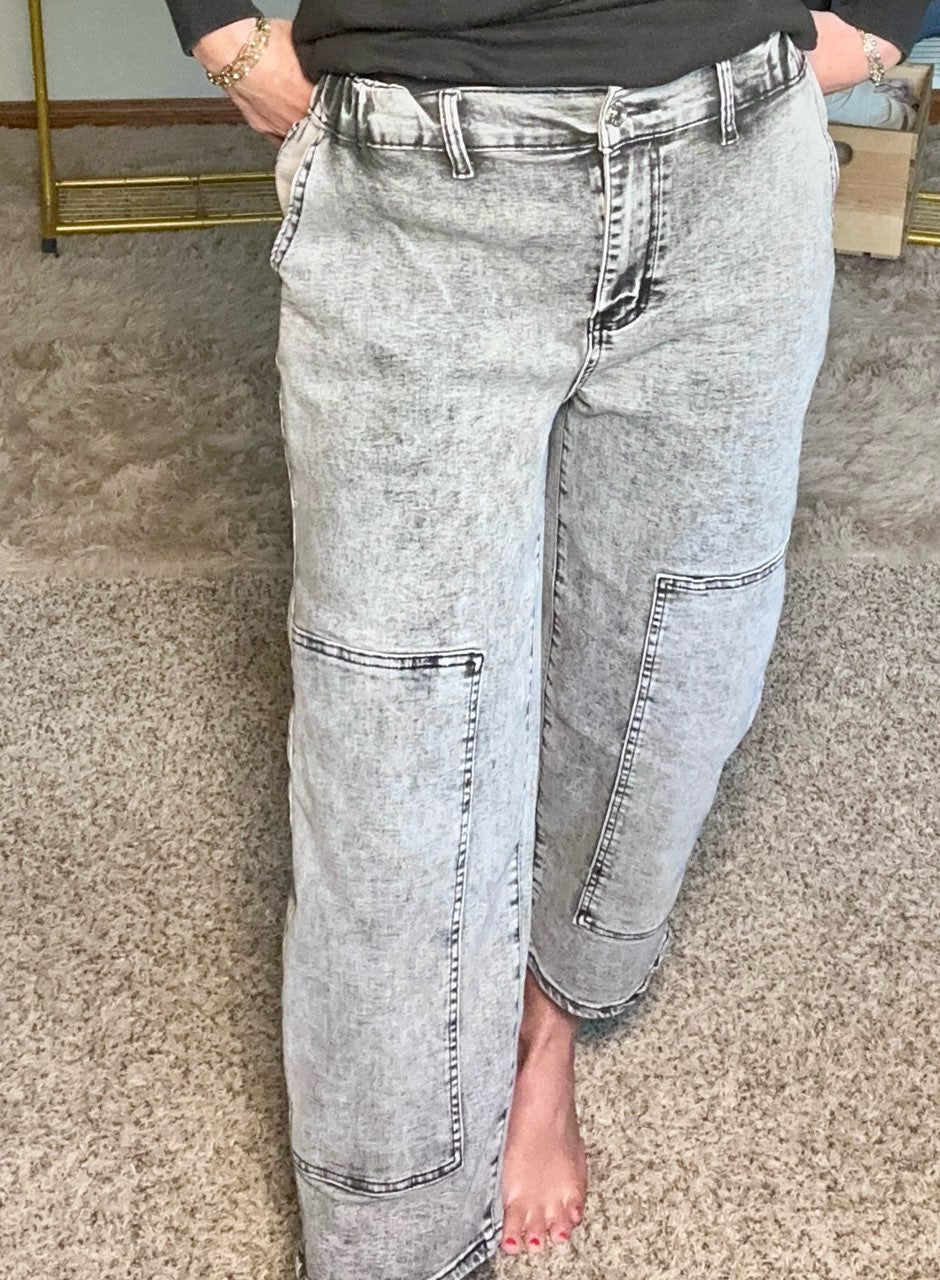 Mineral Washed Cropped Pants
