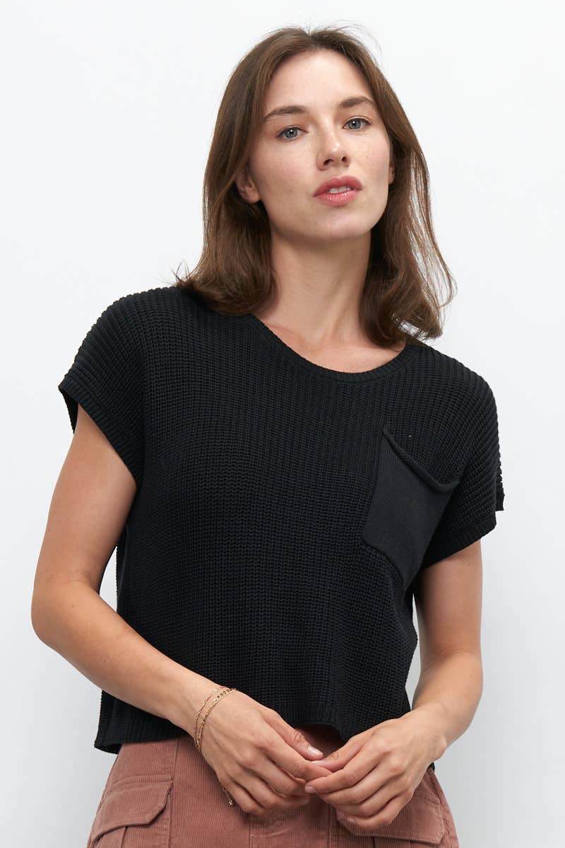 Black Cap Sleeve Top