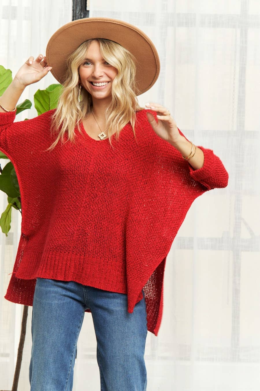 Red Loose Fit Sweater