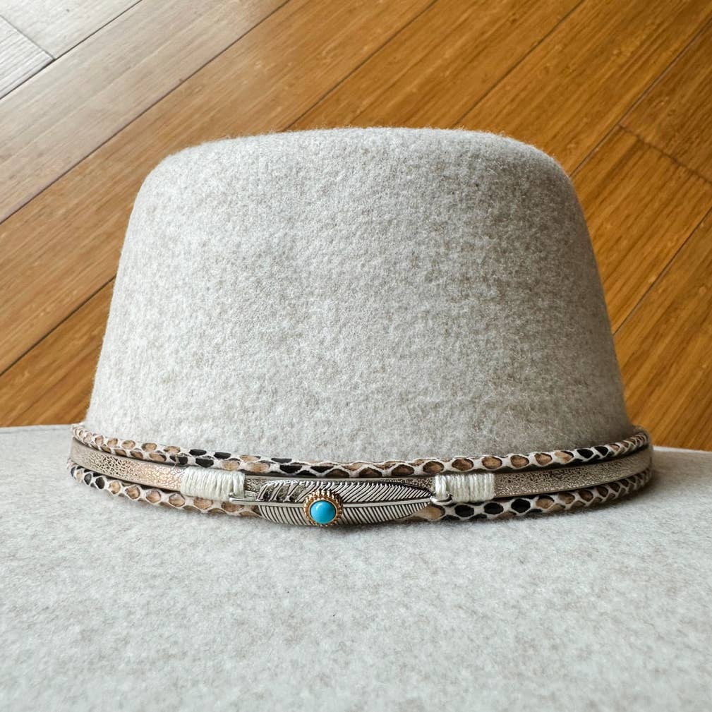 Oatmeal Fedora Faux Leather Trim
