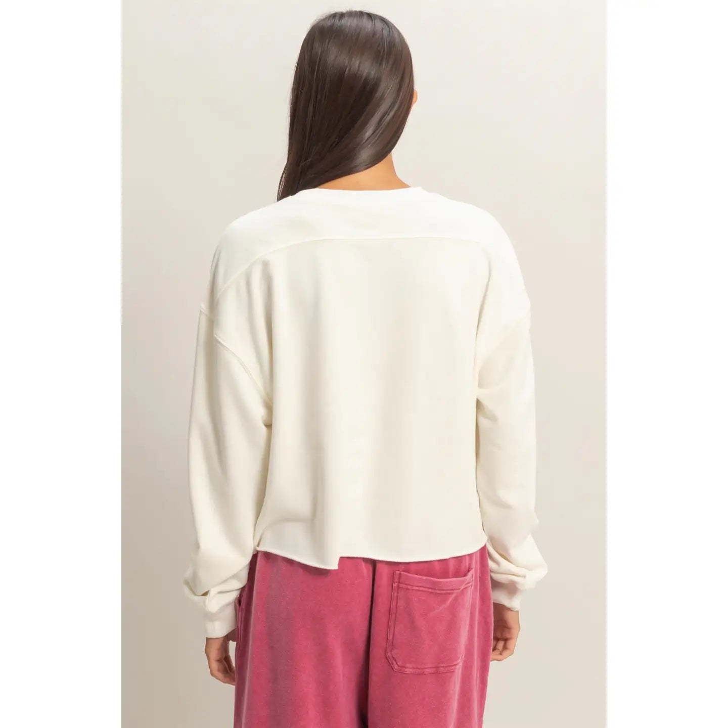 Cropped Mineral Wash Sweatshirt- 2 colors