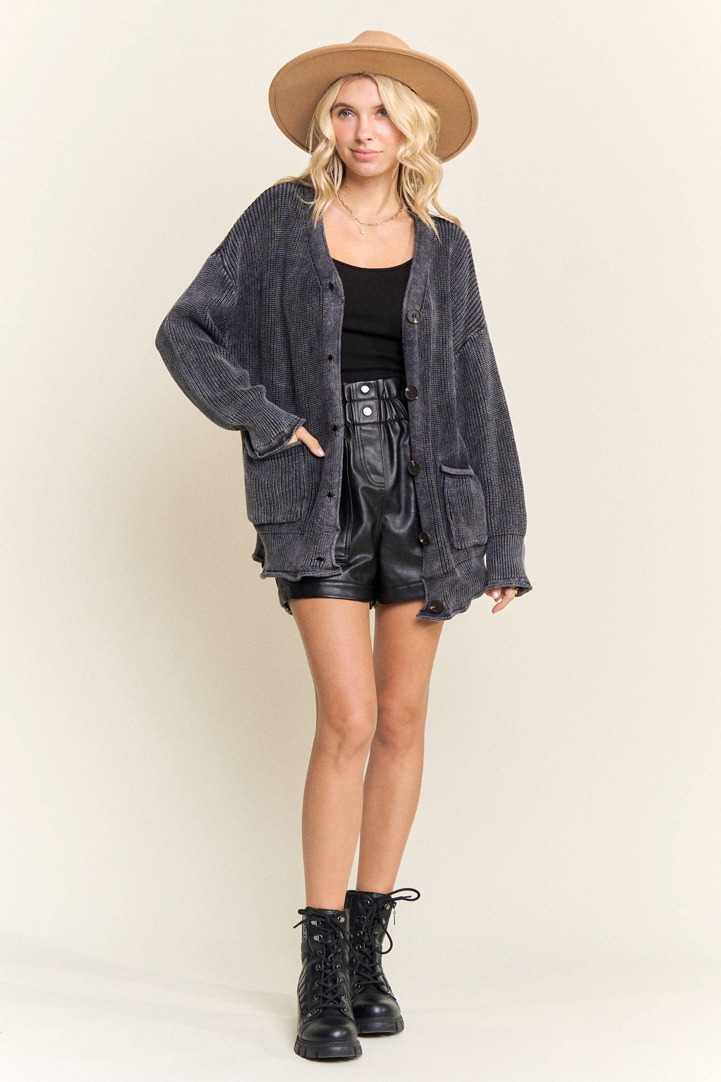 Ribbed Button Up Cardigan
