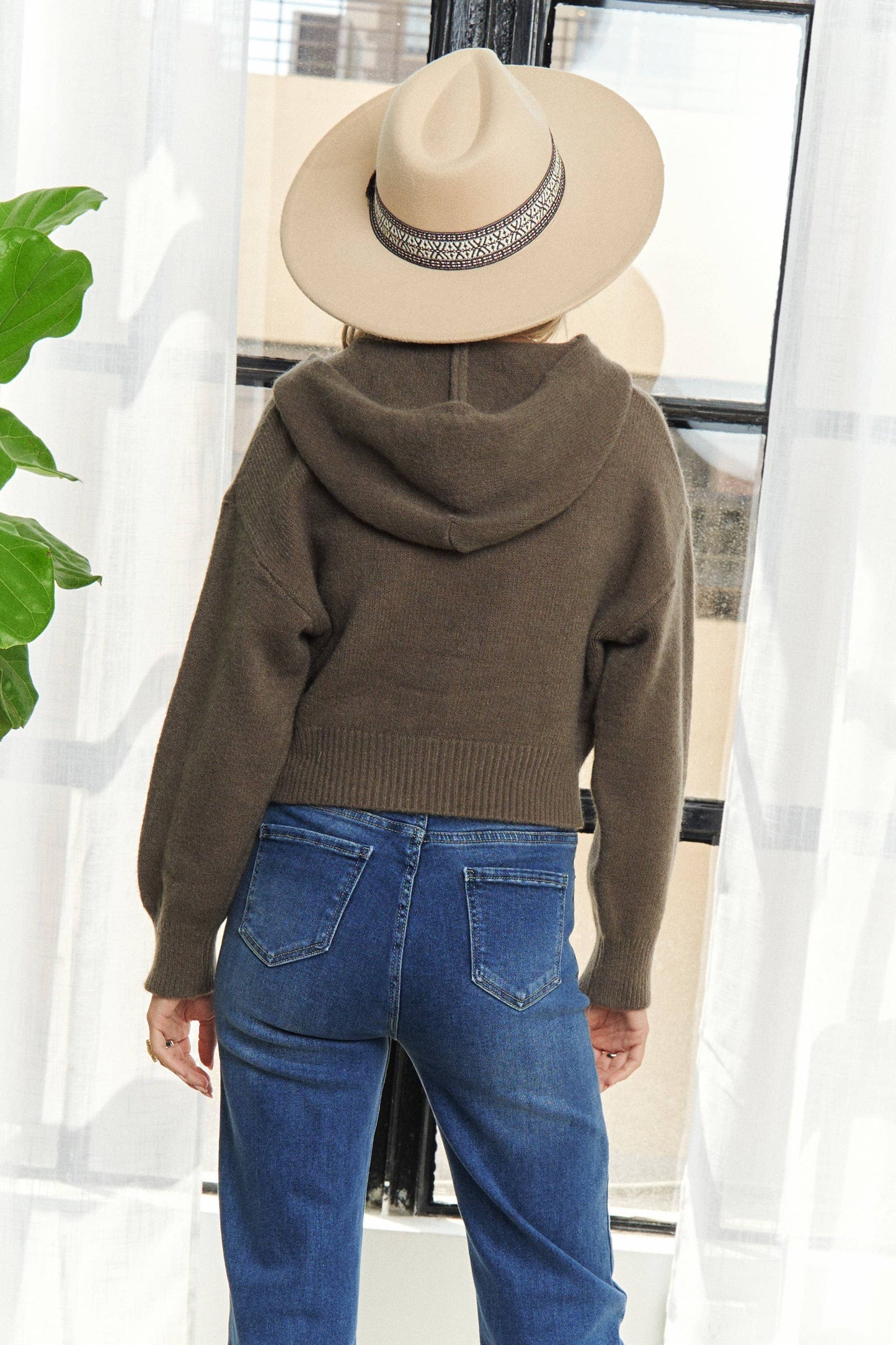 Olive Cropped Hoodie