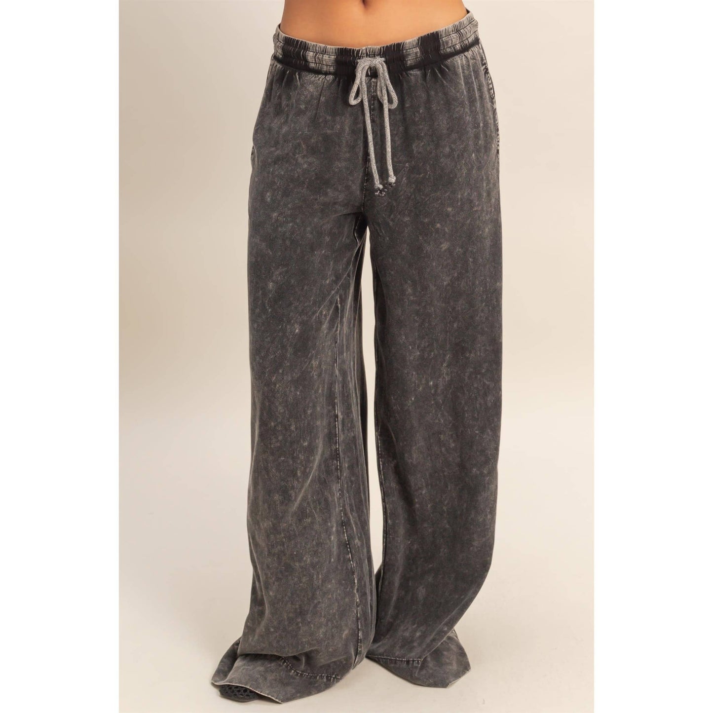 Mineral Wash Drawstring Wide Leg Pants