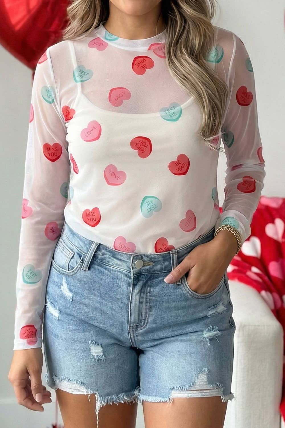 Heart Mesh Long Sleeve