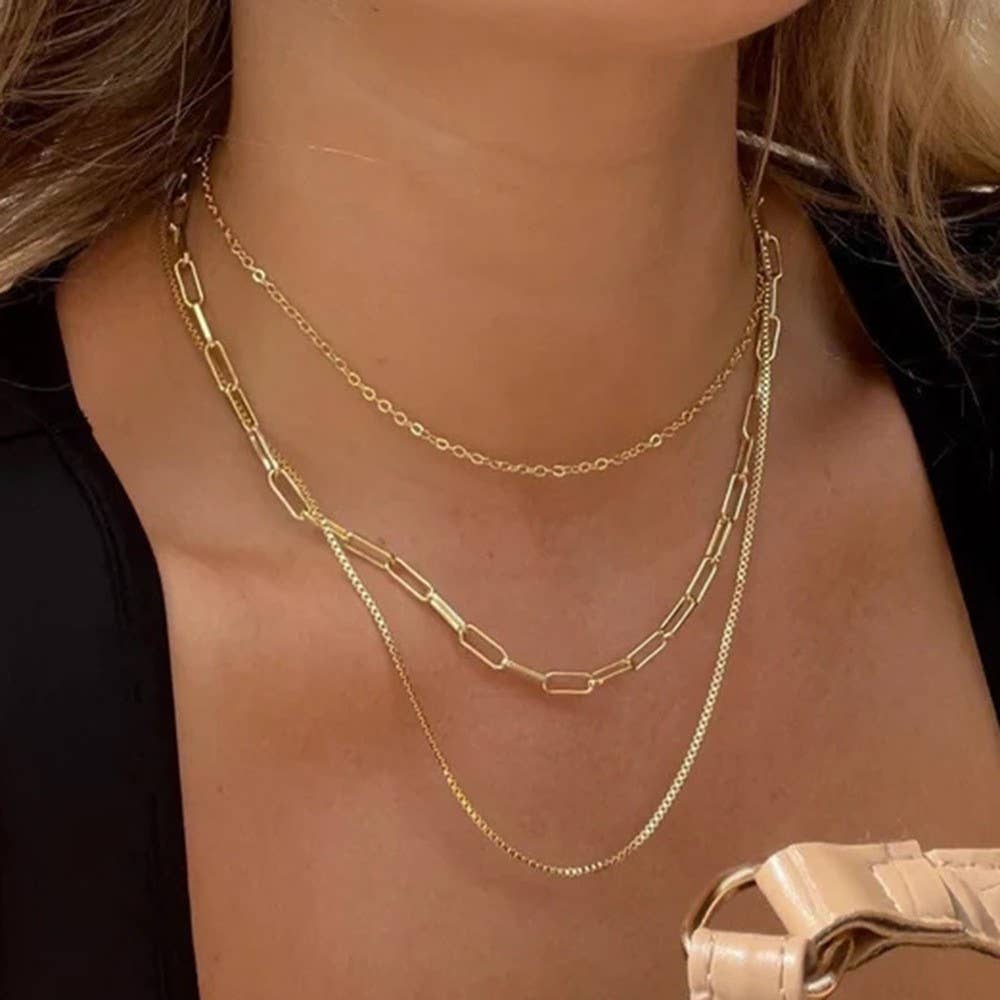 Stainless Steel Gold Layered Necklace