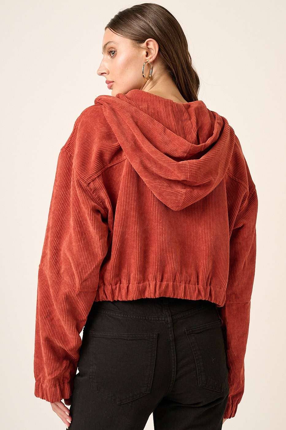 Corduroy Crop Bomber Jacket