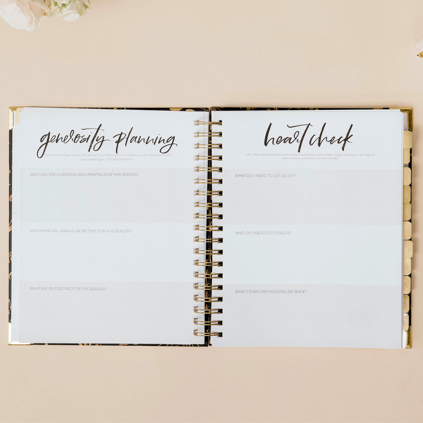 2026 Large Golden Floral Dream Planner - Timestamp Layout