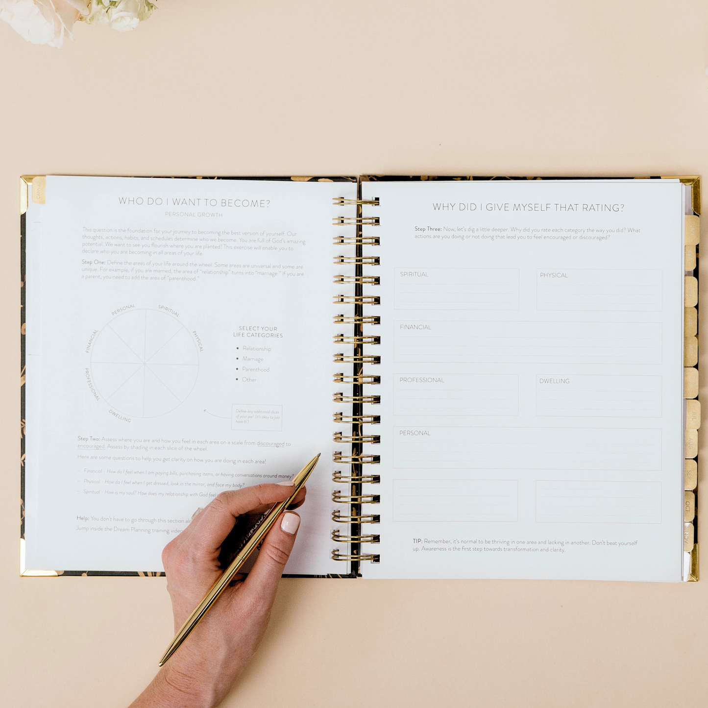 2026 Large Golden Floral Dream Planner - Timestamp Layout