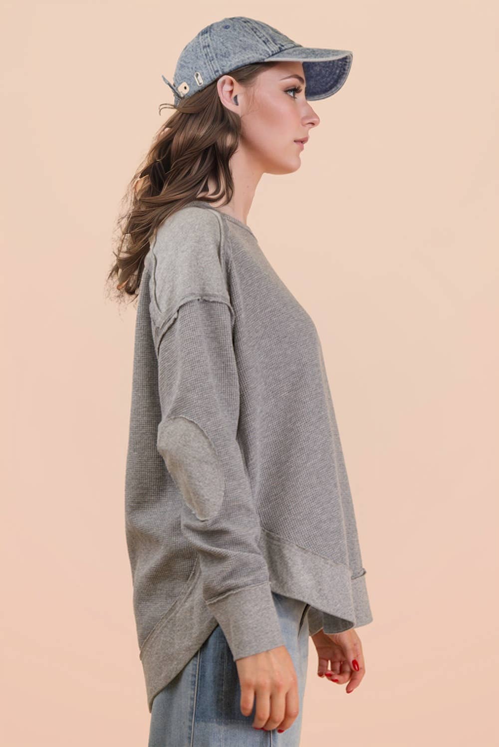 Elbow Patch Raw Edge Top
