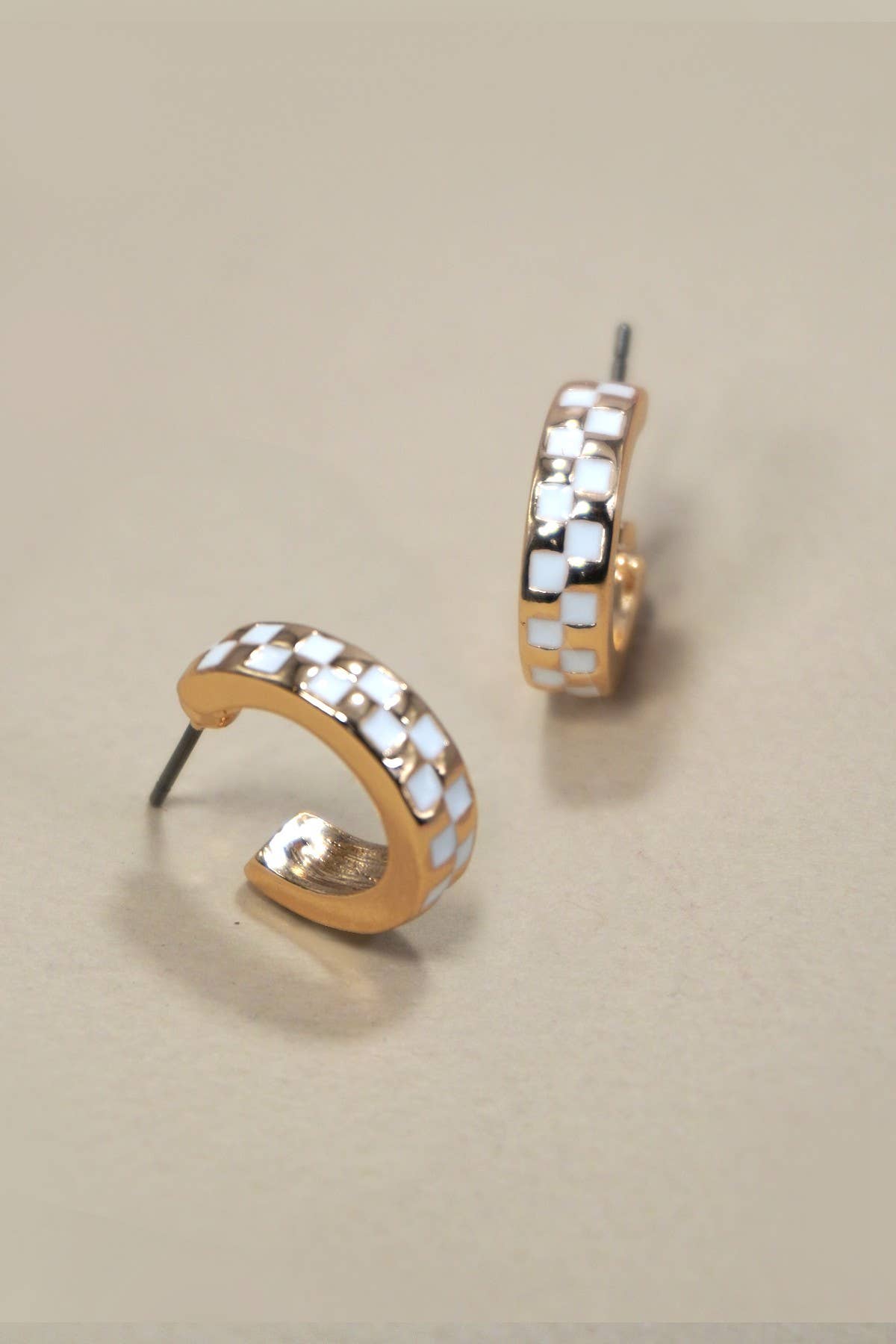 Check Huggie Earrings