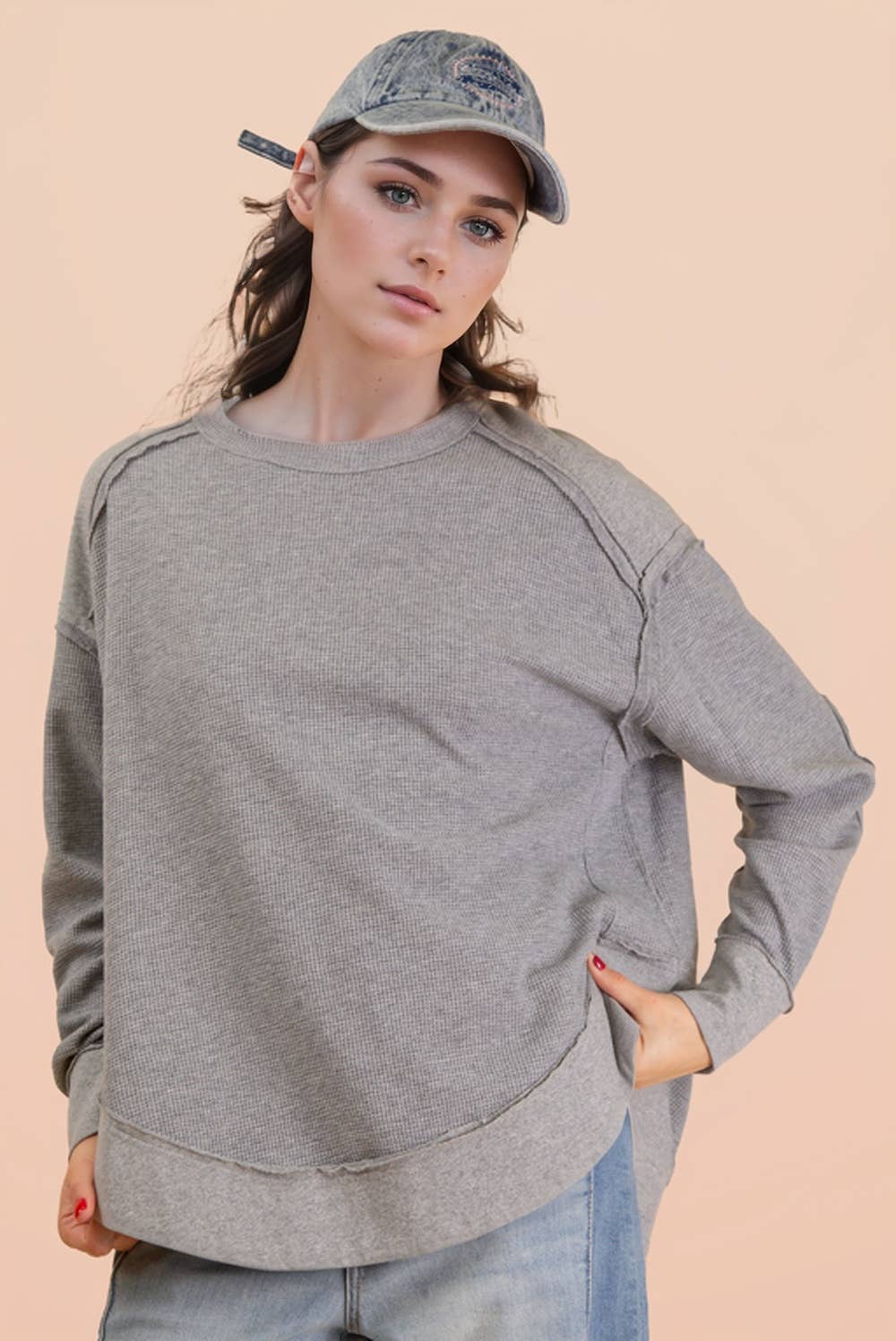 Elbow Patch Raw Edge Top
