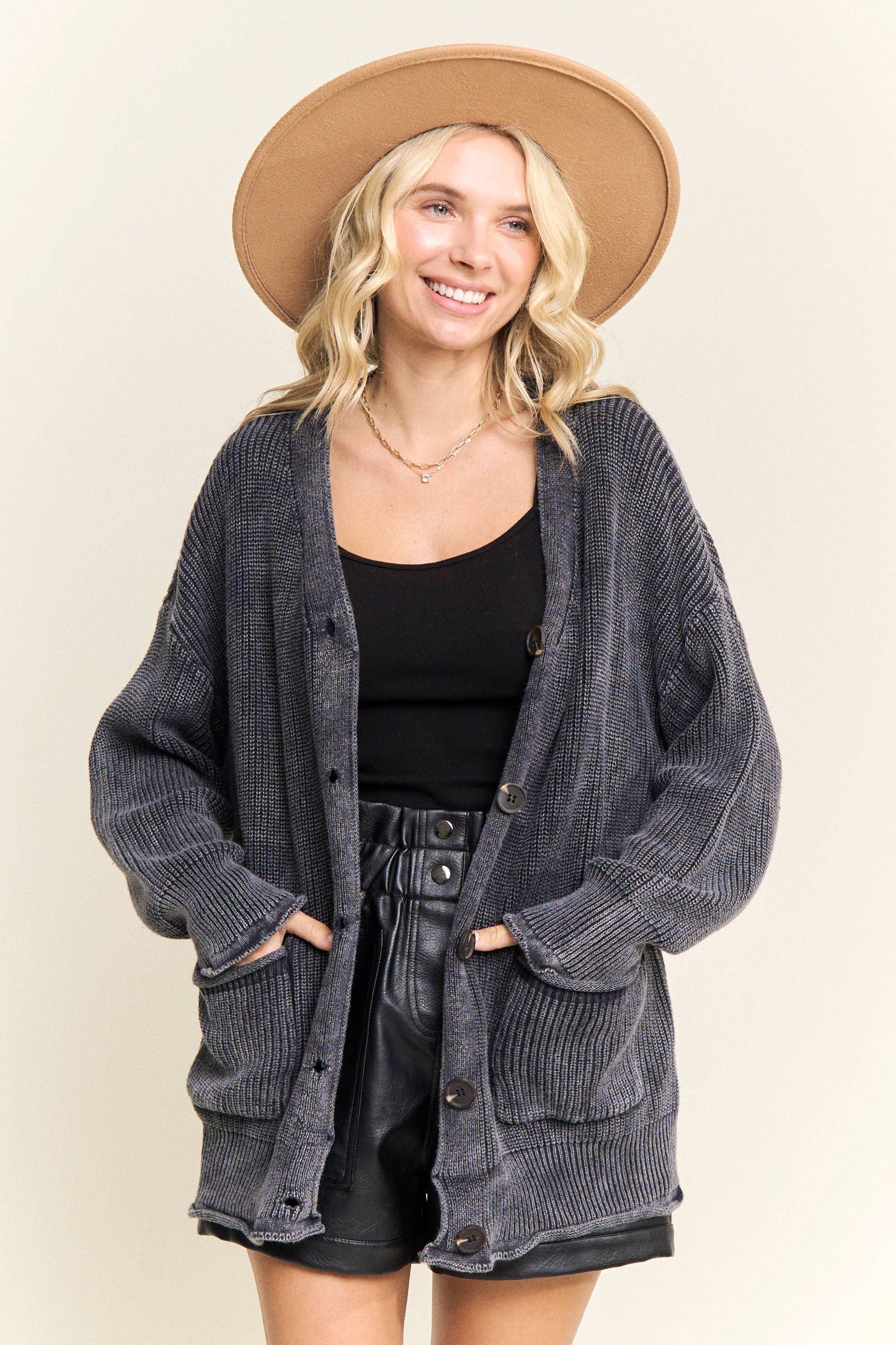 Ribbed Button Up Cardigan