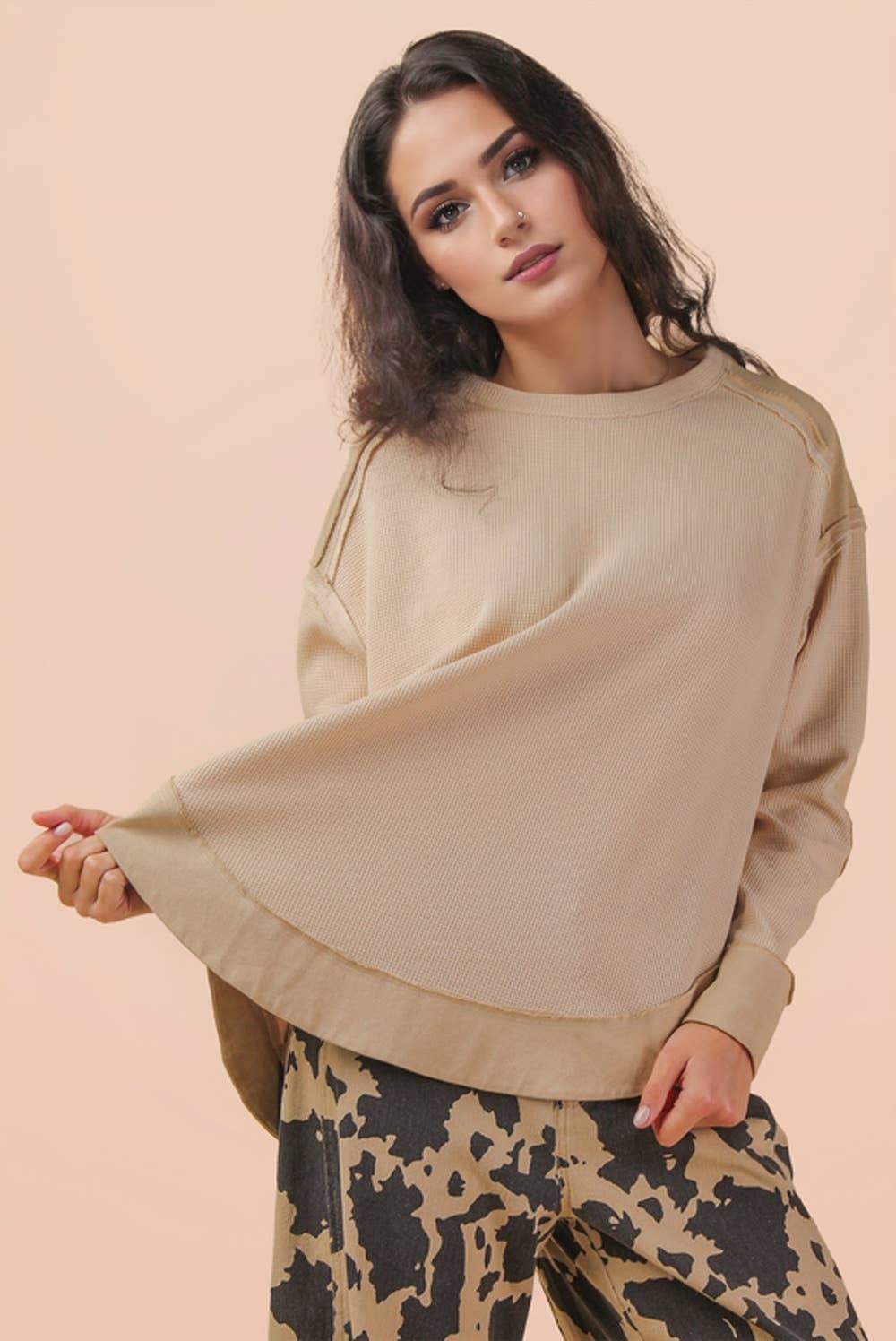 Elbow Patch Raw Edge Top