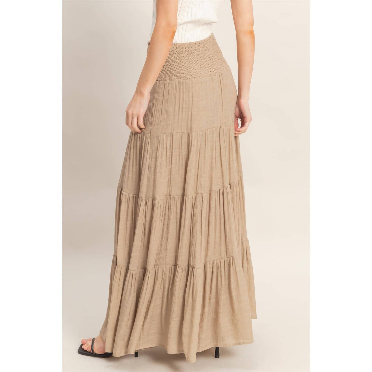 Highwaist Drawstring Tiered Skirt