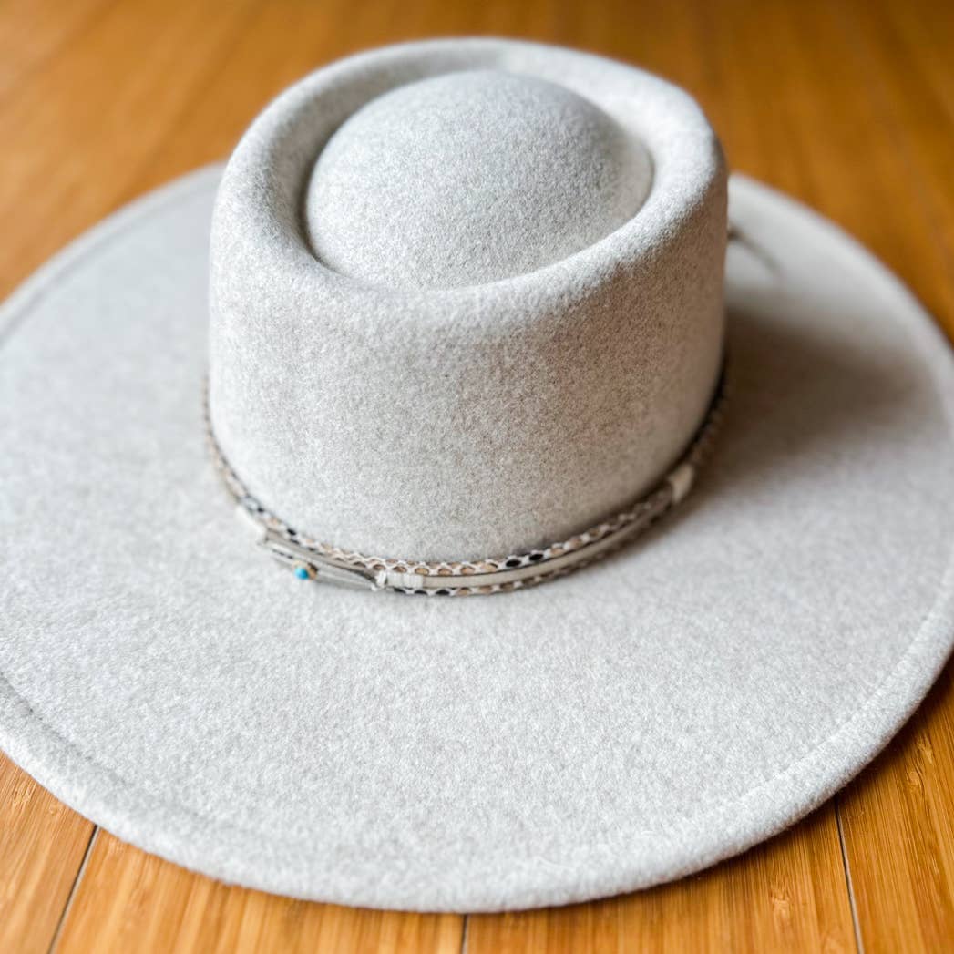 Oatmeal Fedora Faux Leather Trim