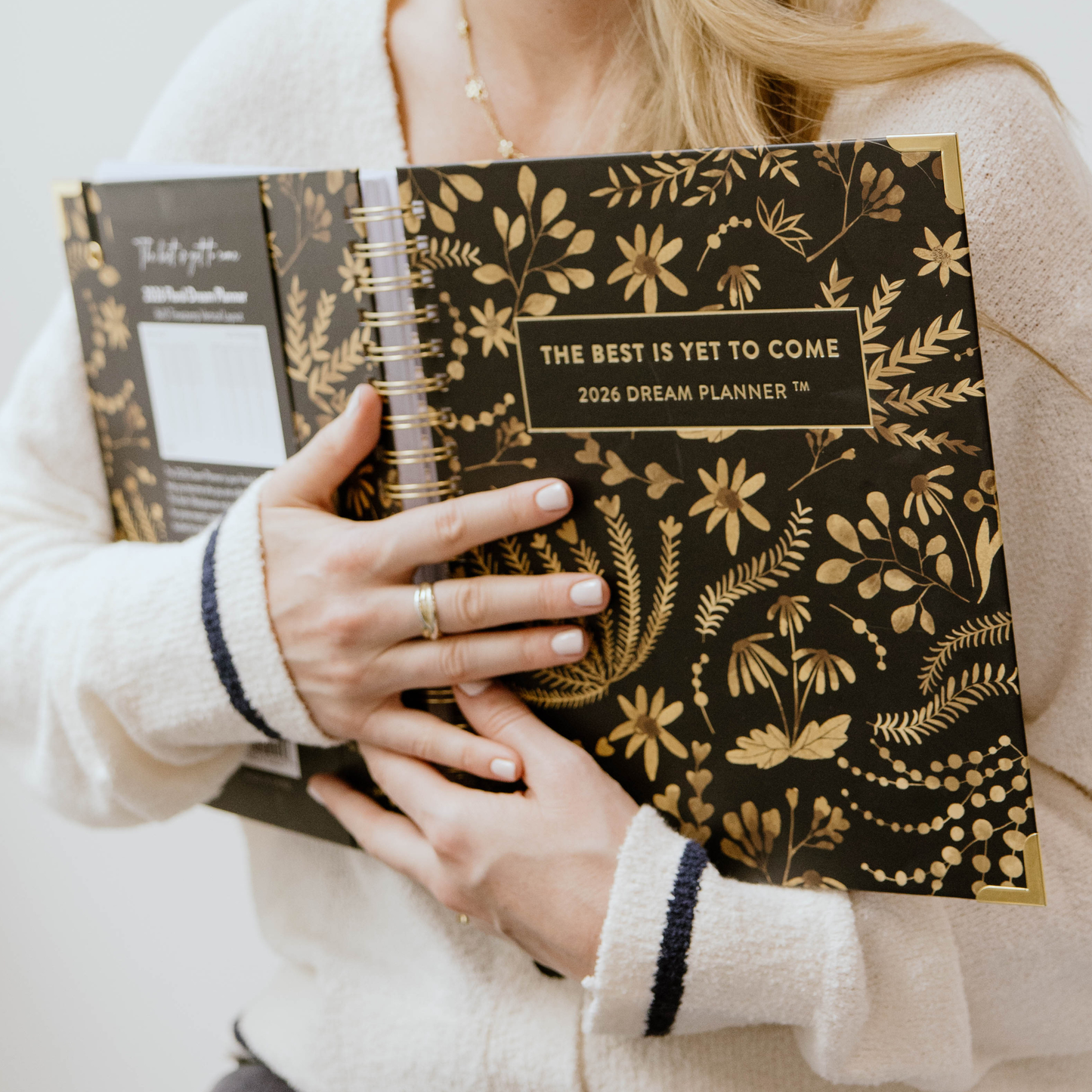 2026 Large Golden Floral Dream Planner - Timestamp Layout