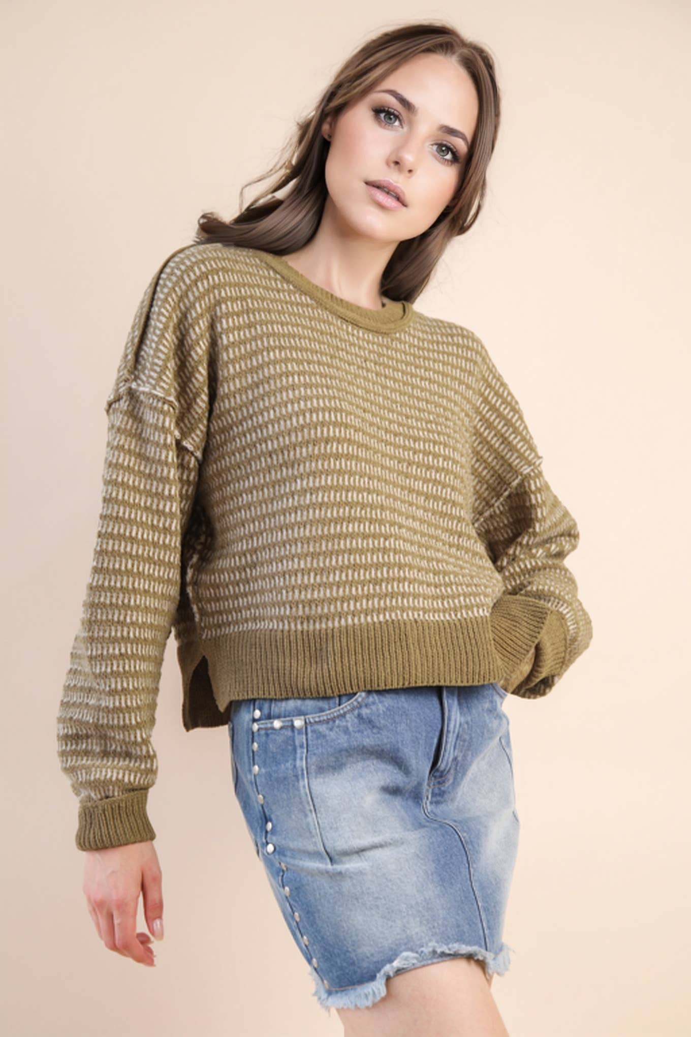 Two Tone Textured Sweater