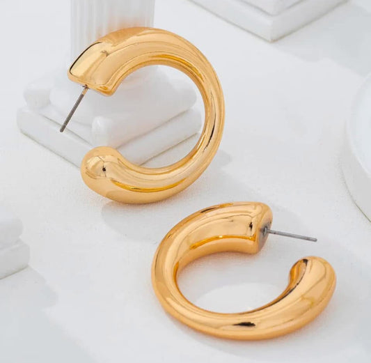 Bold Chunky Gold Hoops 1"
