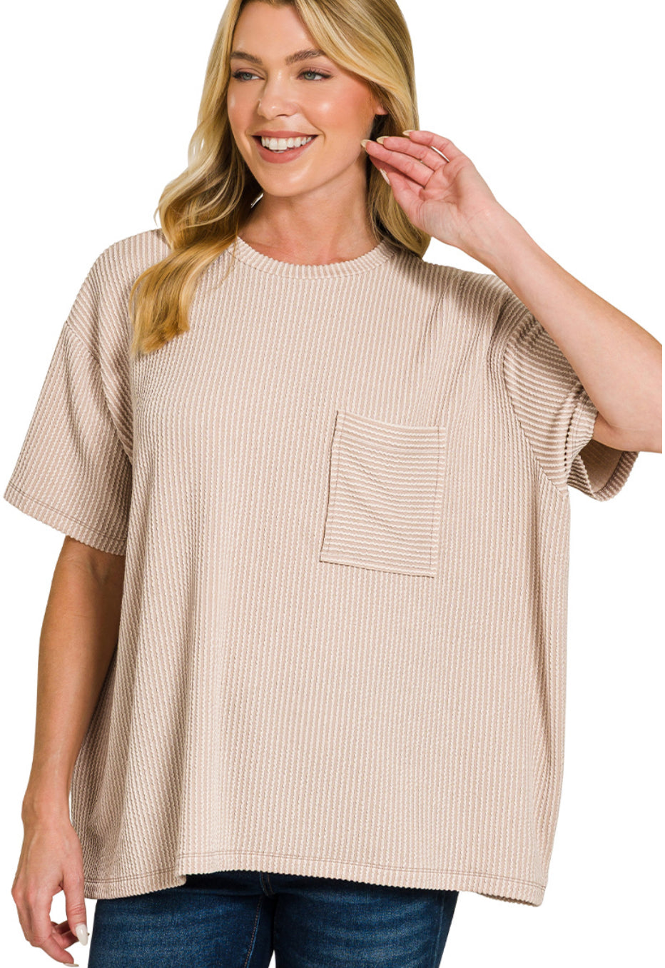 Ribbed Loose Fit Short Sleeve
