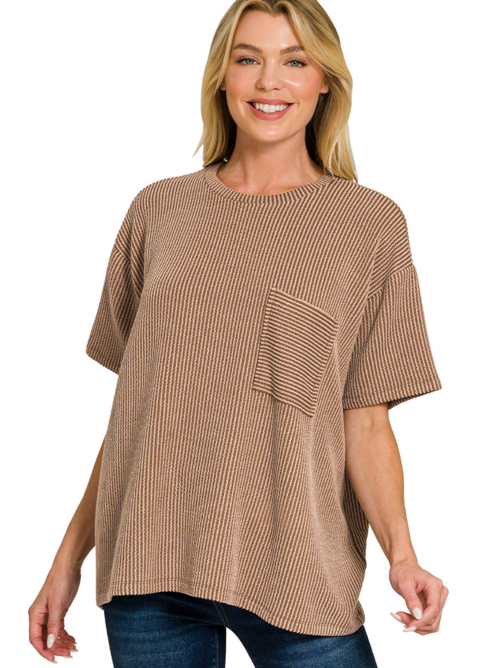 Ribbed Loose Fit Short Sleeve