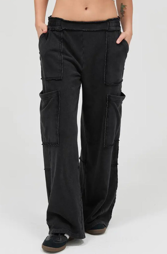 Mineral Wash Wide Leg Cargo - 3 colors