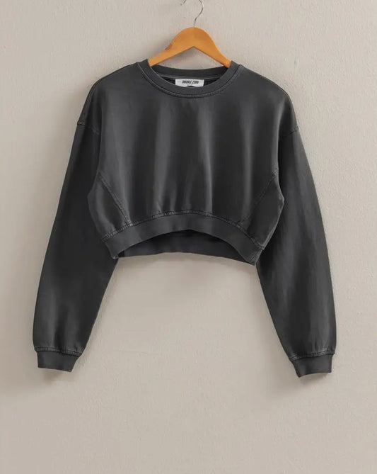 Black Crop Crew Neck