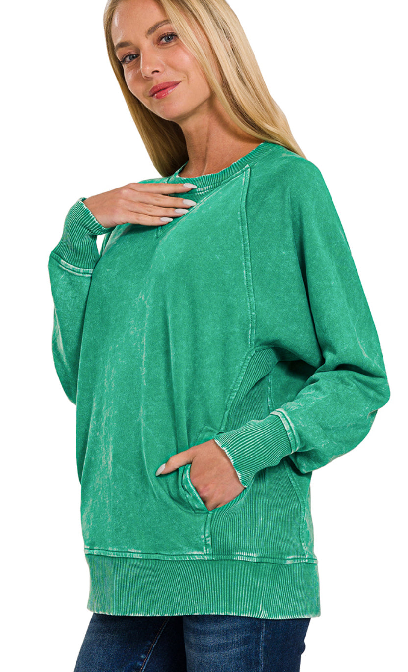 Kelly Green French Terry Pullover