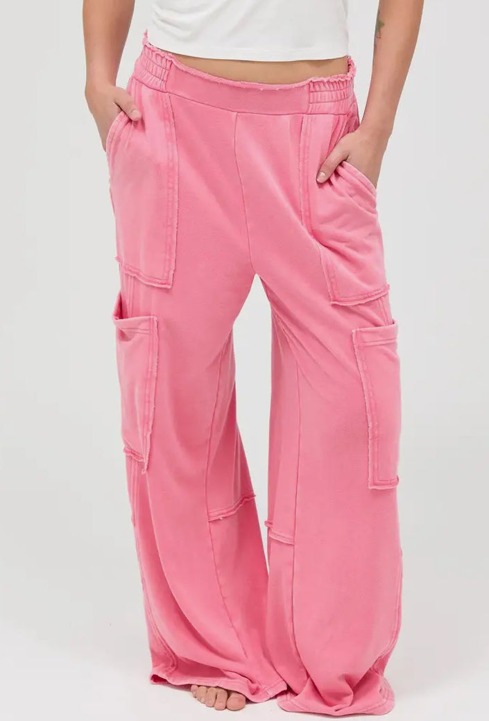 Mineral Wash Wide Leg Cargo - 3 colors