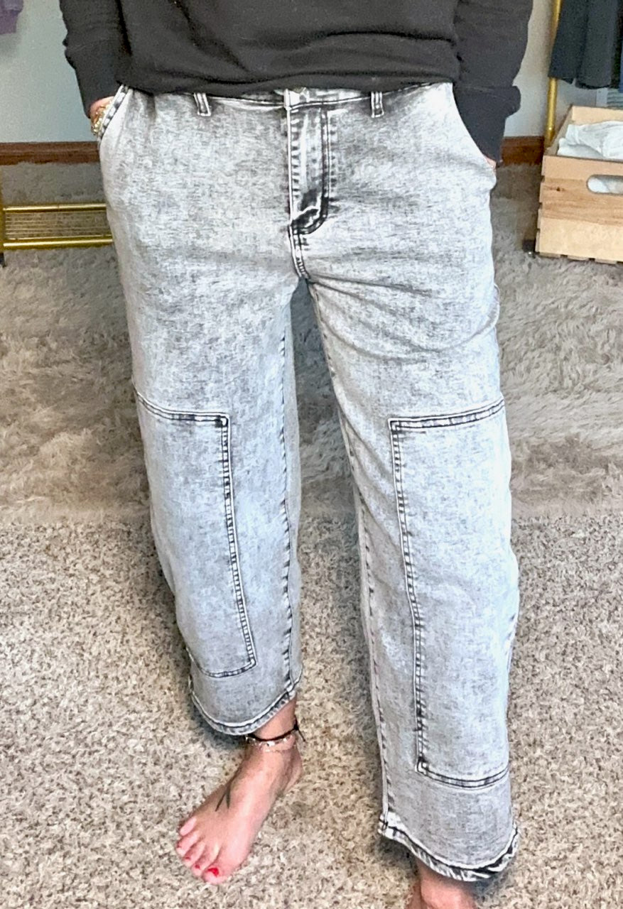 Mineral Washed Cropped Pants