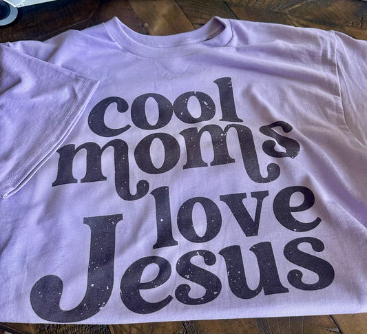 Purple "Cool Moms Love Jesus" Tee