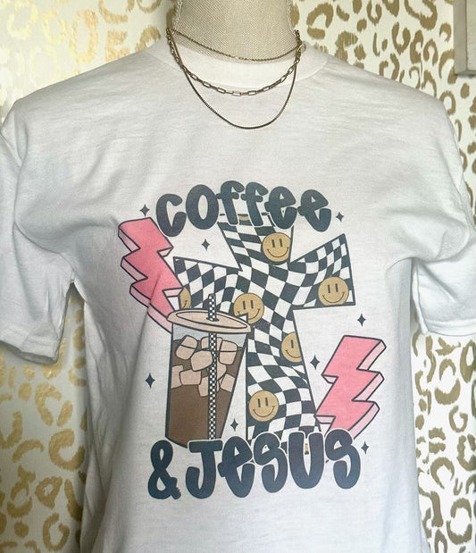 "Coffee & Jesus" White Tee