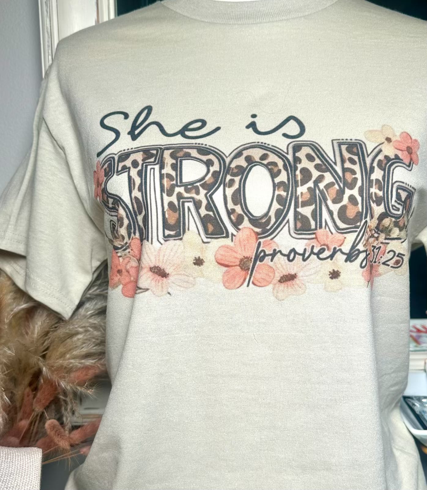 "She is strong" Sand Color Tee