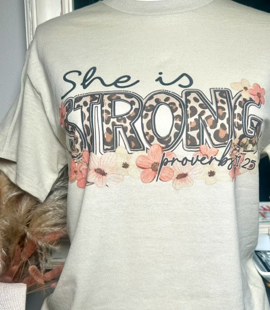 "She is strong" Sand Color Tee