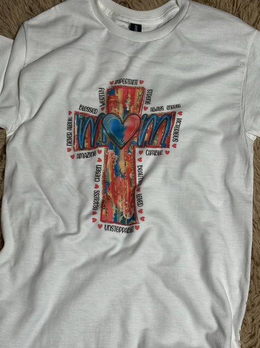 Mom Cross White Tshirt