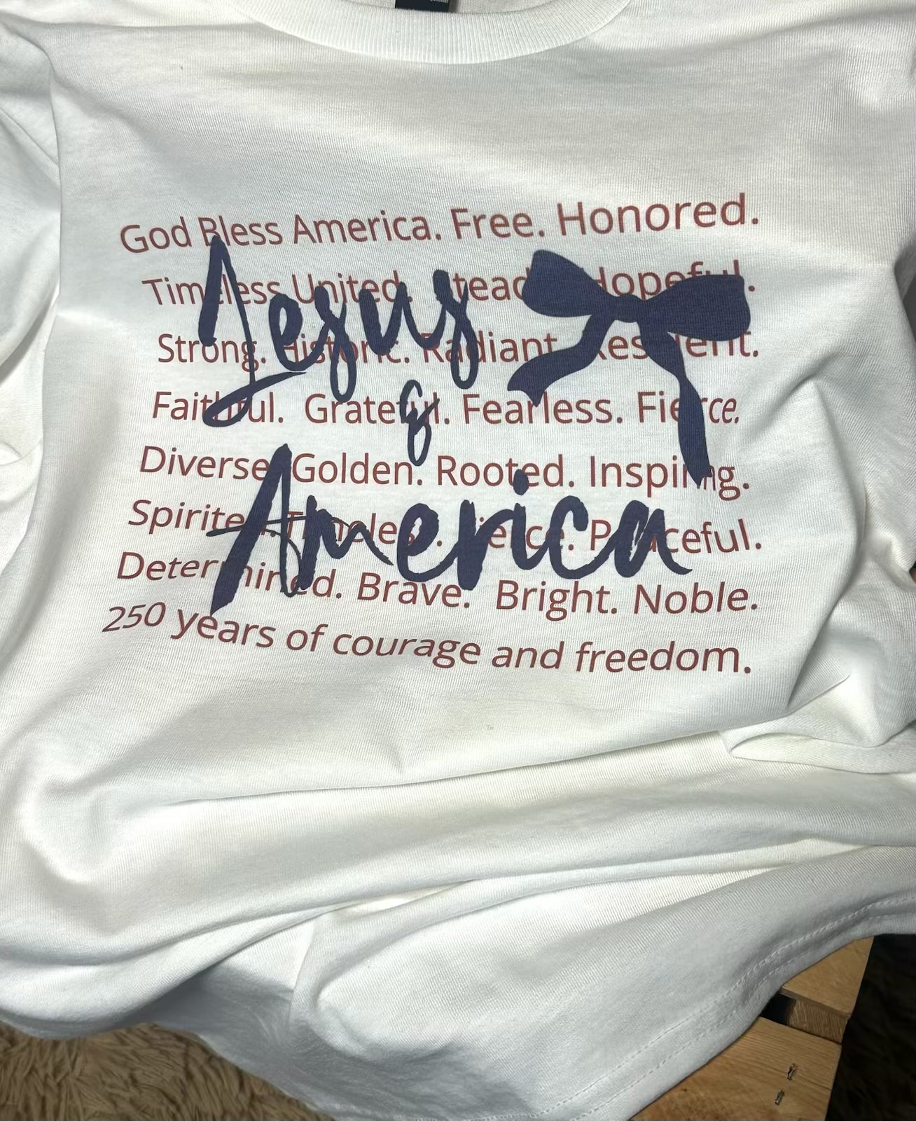 Jesus & America White or Sand Tee
