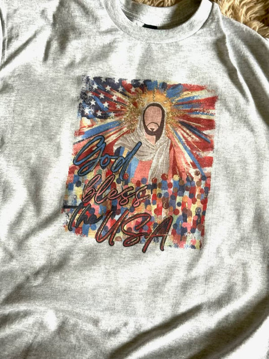 "God Bless The USA" Grey Tee