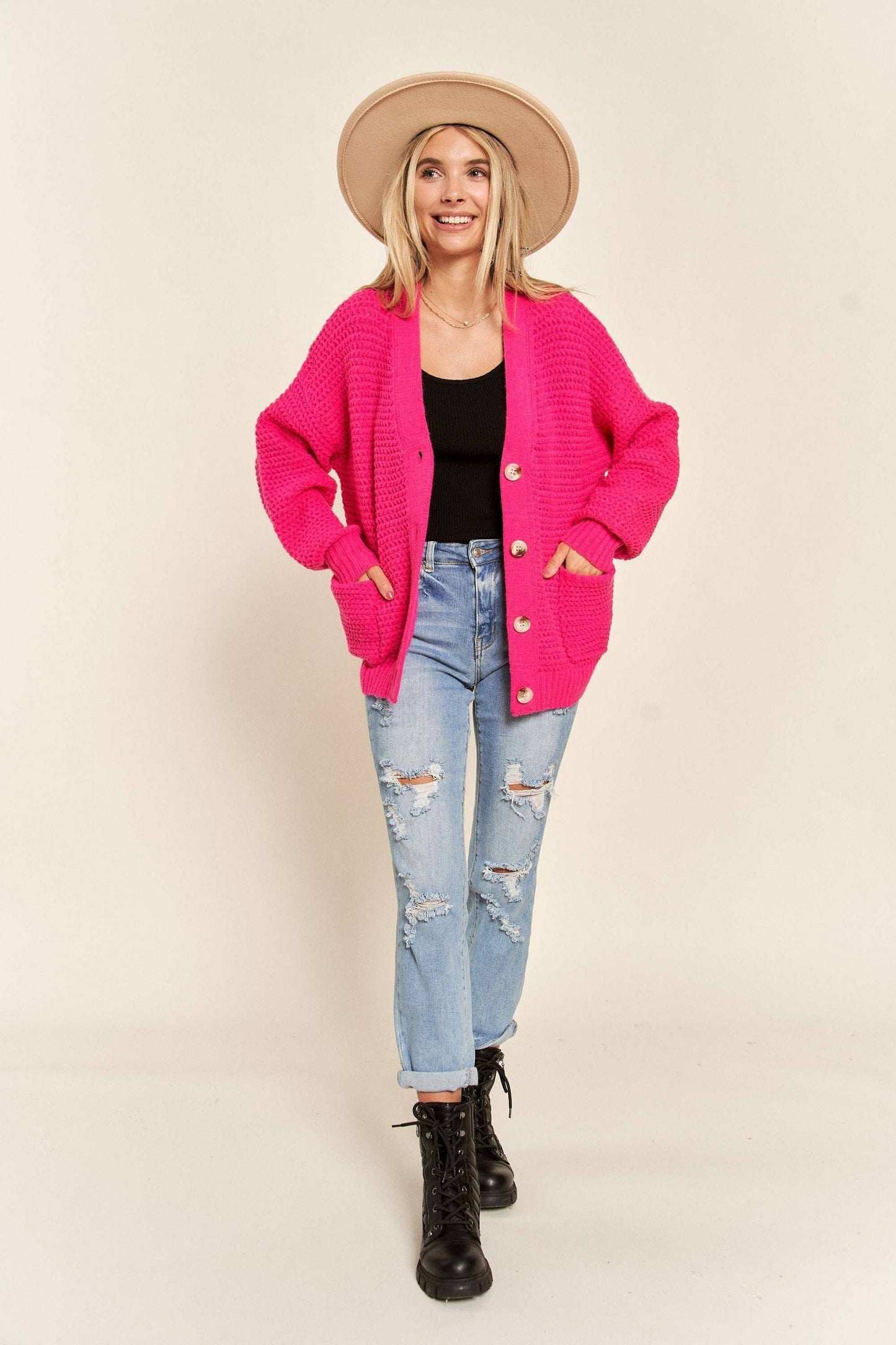Fuchsia Cozy Cardigan