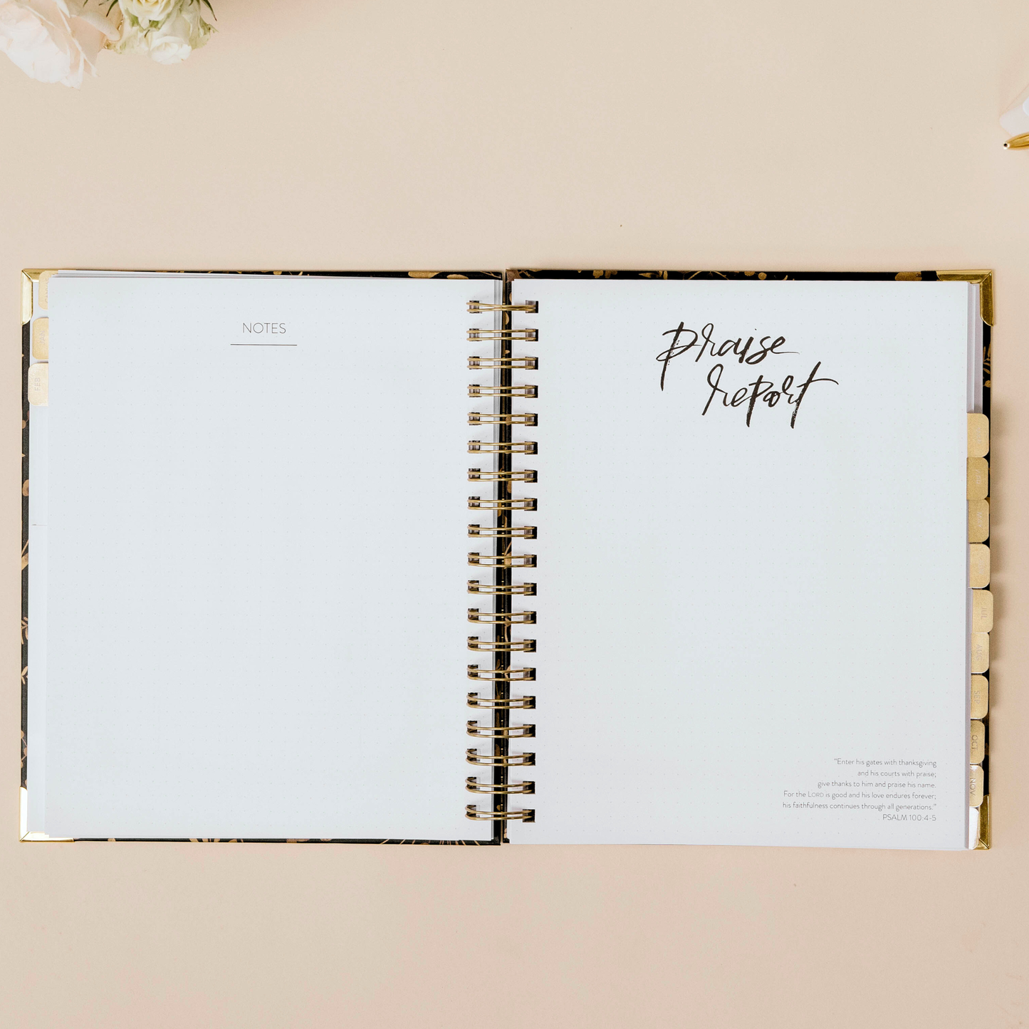 2026 Large Golden Floral Dream Planner - Timestamp Layout