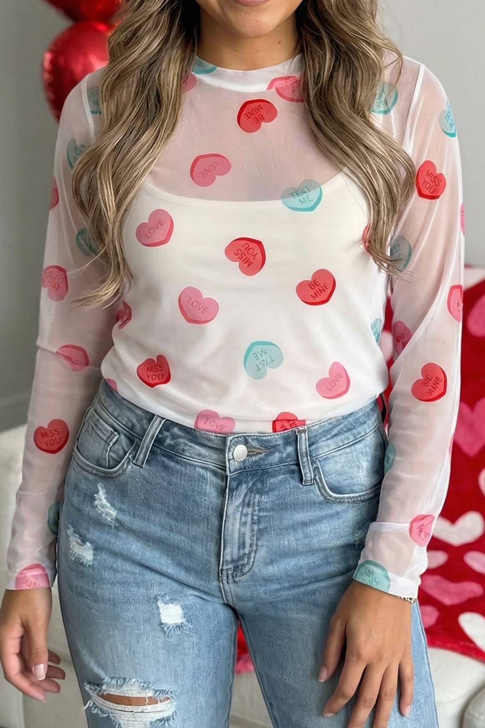 Heart Mesh Long Sleeve