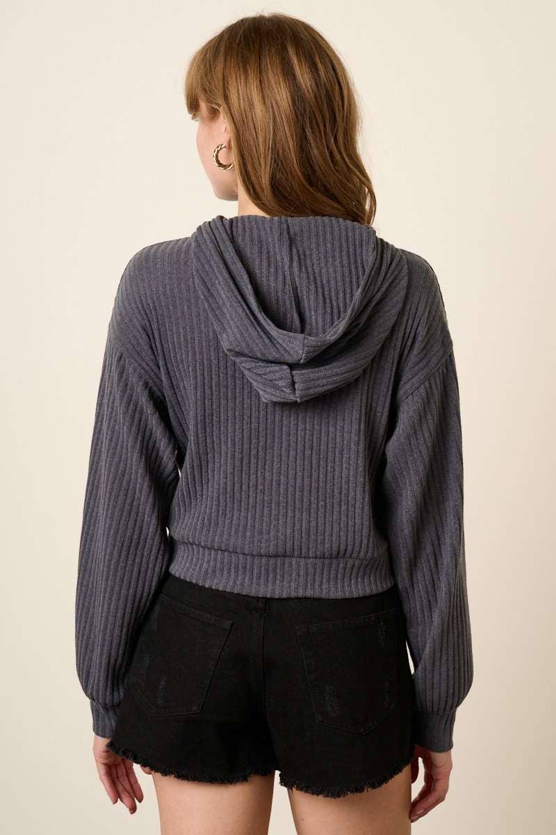 Ribbed Cropped Hoodie