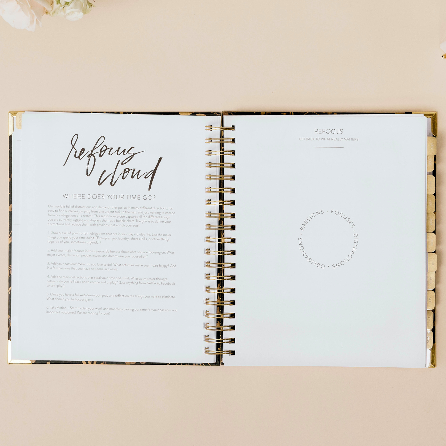 2026 Large Golden Floral Dream Planner - Timestamp Layout