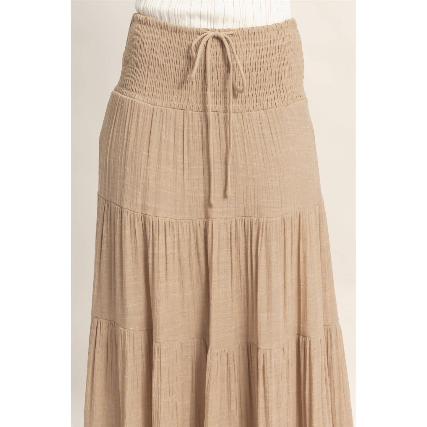 Highwaist Drawstring Tiered Skirt