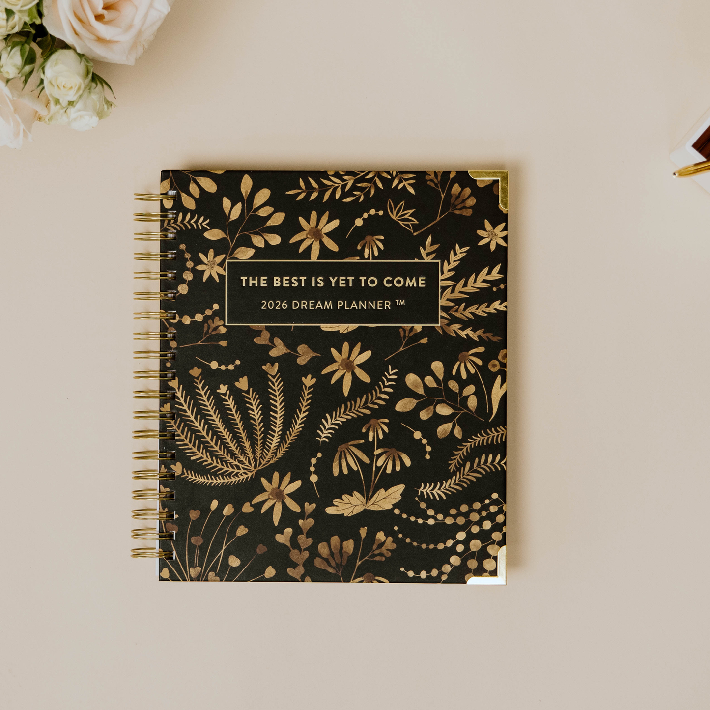 2026 Large Golden Floral Dream Planner - Timestamp Layout