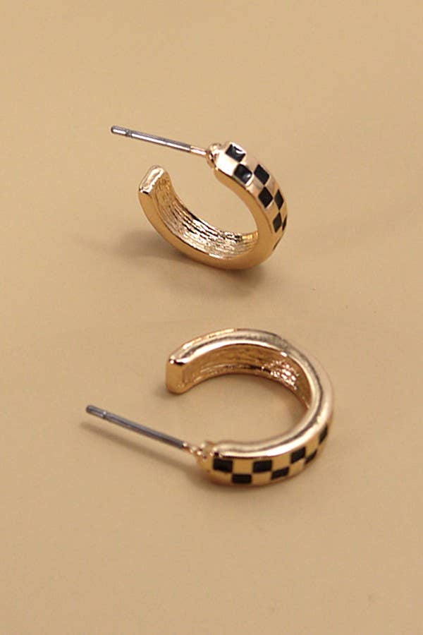 Check Huggie Earrings